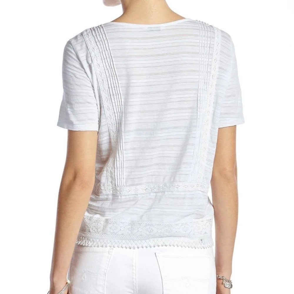 Lucky Brand Top Blouse Boho White Blue Embroidered Peasant- S - Picture 2 of 12